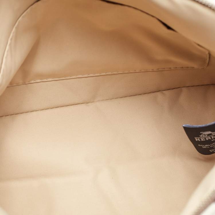 Pre Owned Hermes Rayures Rocabar Stripe Canvas Bolide Medium Travel Pouch Bag