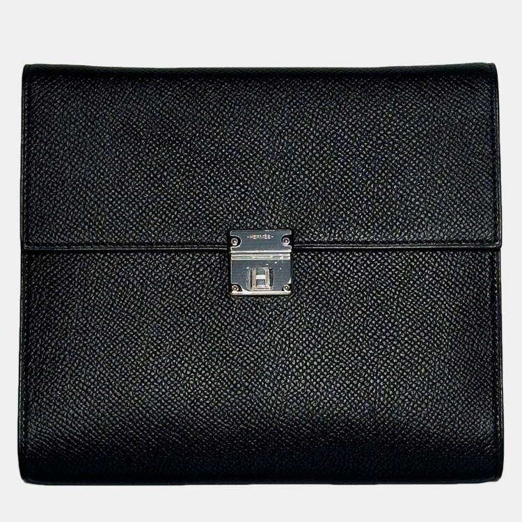 Pre Owned Hermes Portefeuille-Sac Clic 16 Veau Epsom 89 Noir in PHW