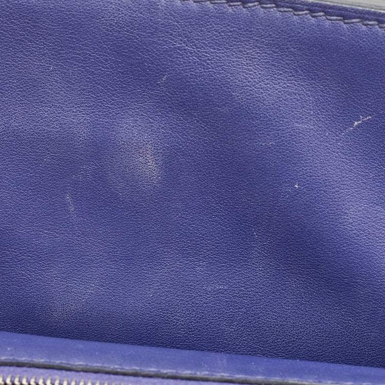 Pre Owned Hermes Blue Encre Togo and Swift Leather Palladium Finish 24/24 35 Bag