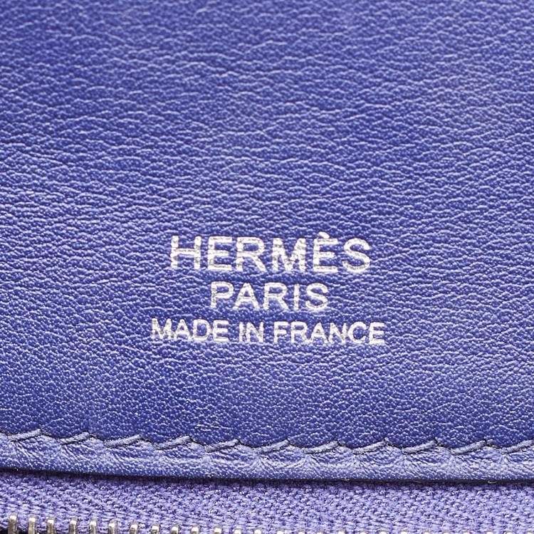 Pre Owned Hermes Blue Encre Togo and Swift Leather Palladium Finish 24/24 35 Bag