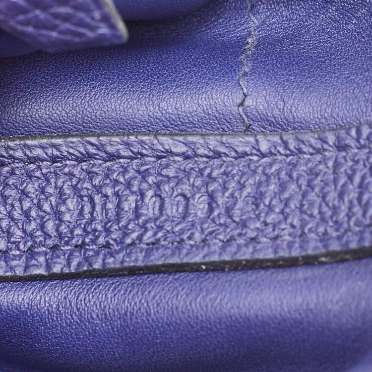 Pre Owned Hermes Blue Encre Togo and Swift Leather Palladium Finish 24/24 35 Bag