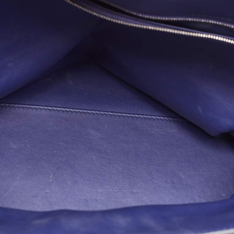 Pre Owned Hermes Blue Encre Togo and Swift Leather Palladium Finish 24/24 35 Bag