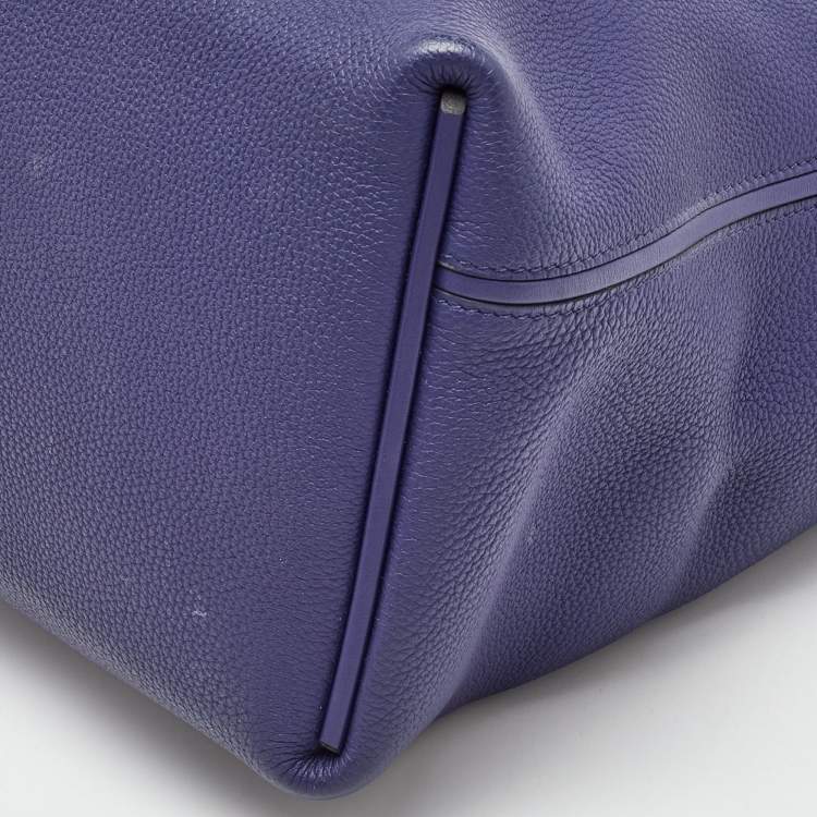 Pre Owned Hermes Blue Encre Togo and Swift Leather Palladium Finish 24/24 35 Bag