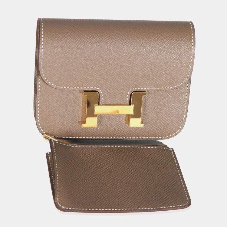 Pre Owned Hermes Epsom Constance Slim Wallet GHW