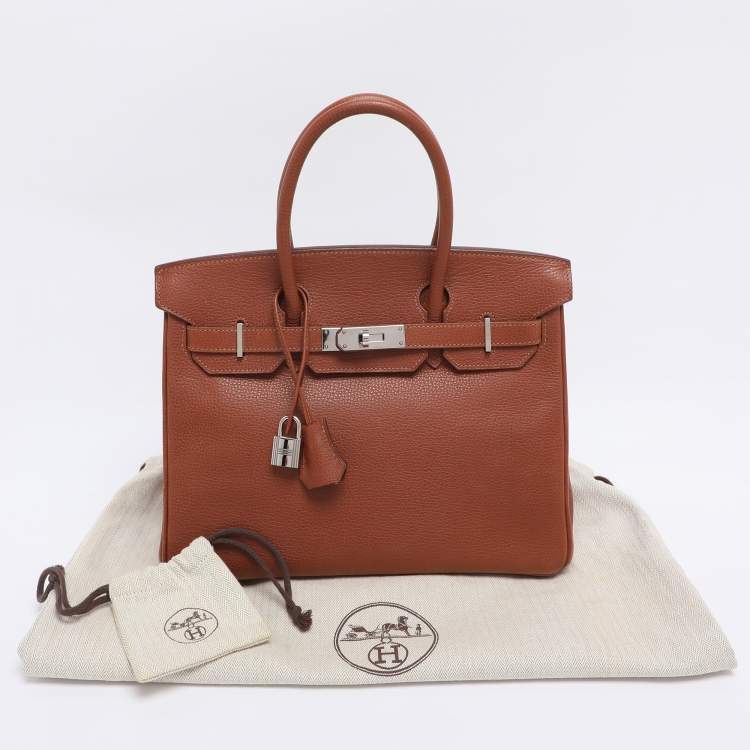 Pre Owned Hermes Noisette Evercolor Leather  Palladium Hardware Birkin 30 Bag