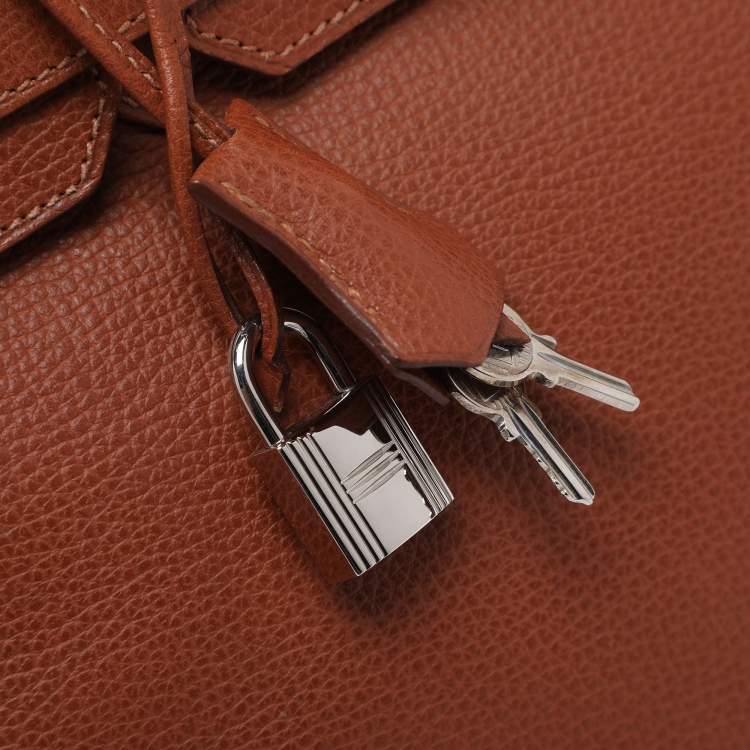 Pre Owned Hermes Noisette Evercolor Leather  Palladium Hardware Birkin 30 Bag
