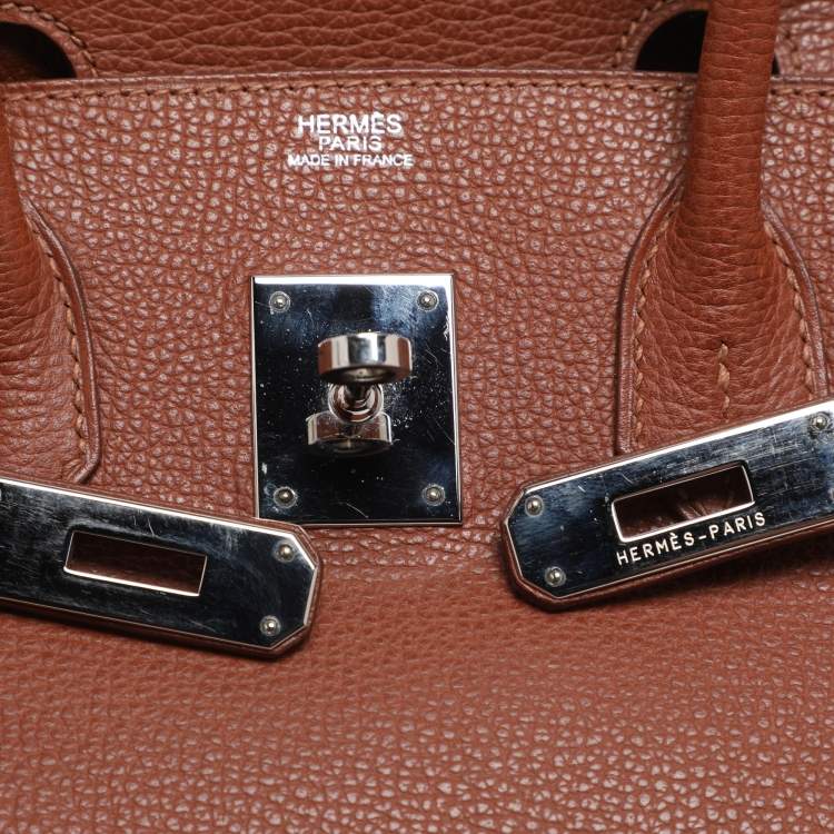 Pre Owned Hermes Noisette Evercolor Leather  Palladium Hardware Birkin 30 Bag