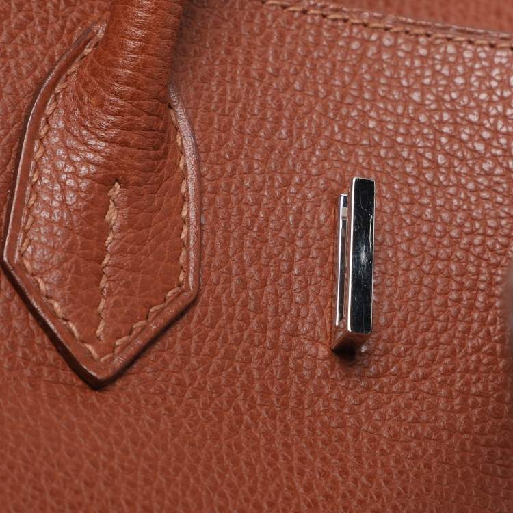 Pre Owned Hermes Noisette Evercolor Leather  Palladium Hardware Birkin 30 Bag