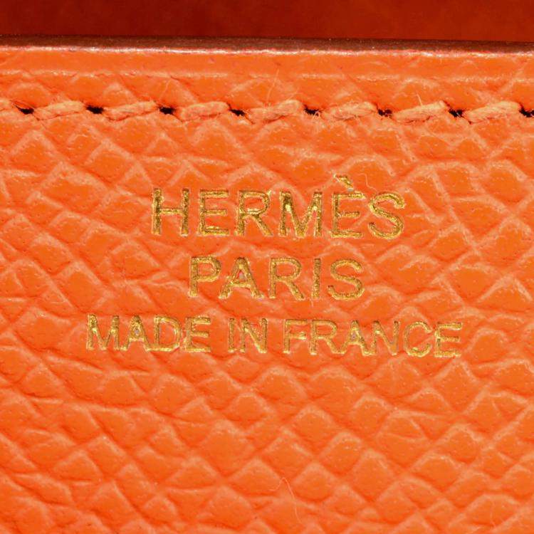 Pre Owned Hermes Kelly Wallet Long Orange Epsom Leather Wallet