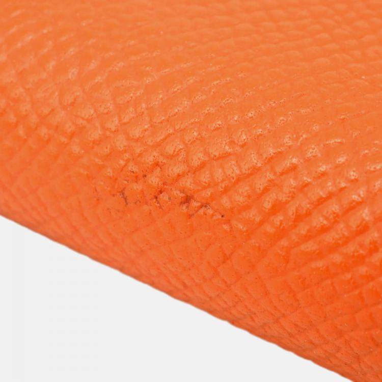 Pre Owned Hermes Kelly Wallet Long Orange Epsom Leather Wallet