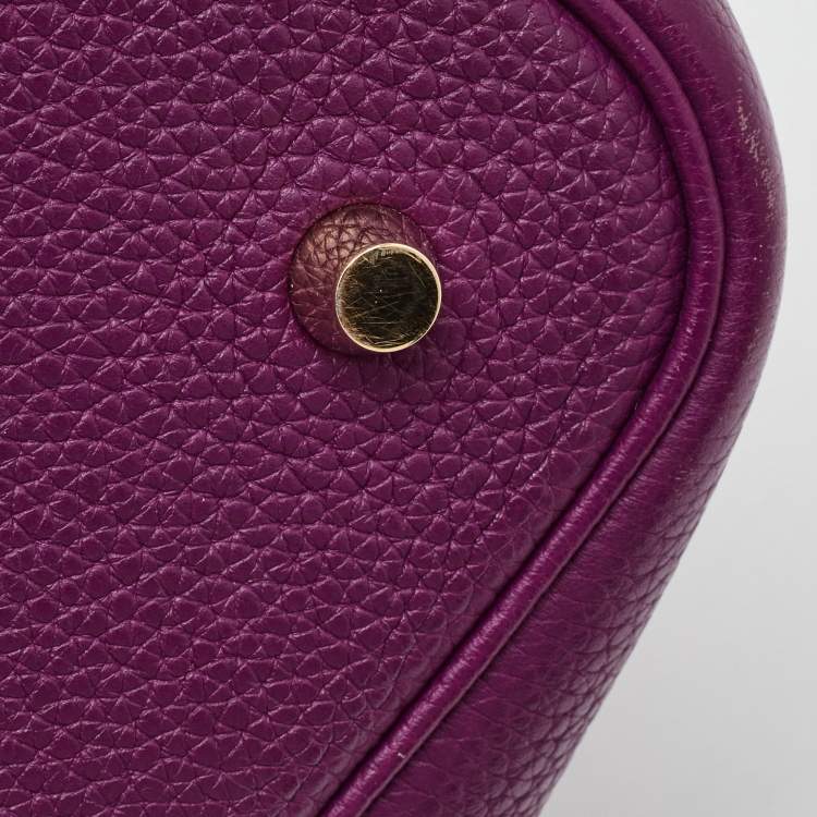 Pre Owned Hermes Anemone Taurillon Maurice Leather Gold Finish Picotin Lock 22 Bag