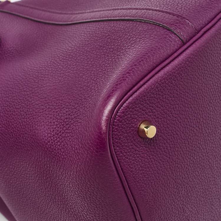 Pre Owned Hermes Anemone Taurillon Maurice Leather Gold Finish Picotin Lock 22 Bag