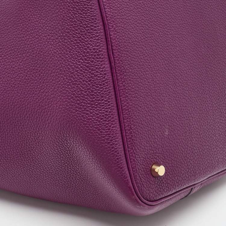 Pre Owned Hermes Anemone Taurillon Maurice Leather Gold Finish Picotin Lock 22 Bag
