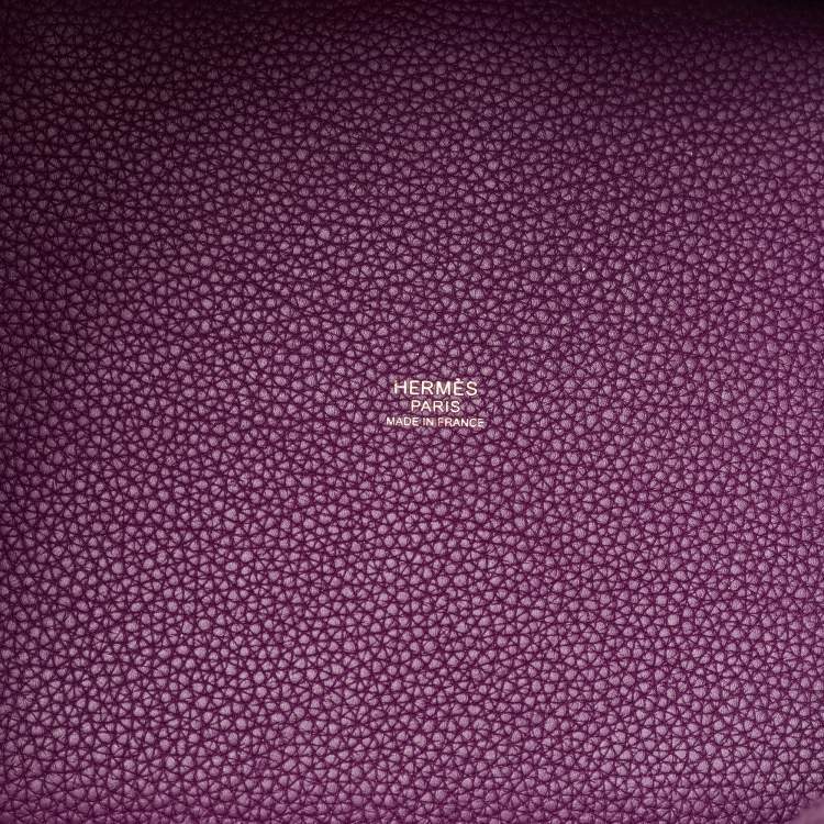 Pre Owned Hermes Anemone Taurillon Maurice Leather Gold Finish Picotin Lock 22 Bag