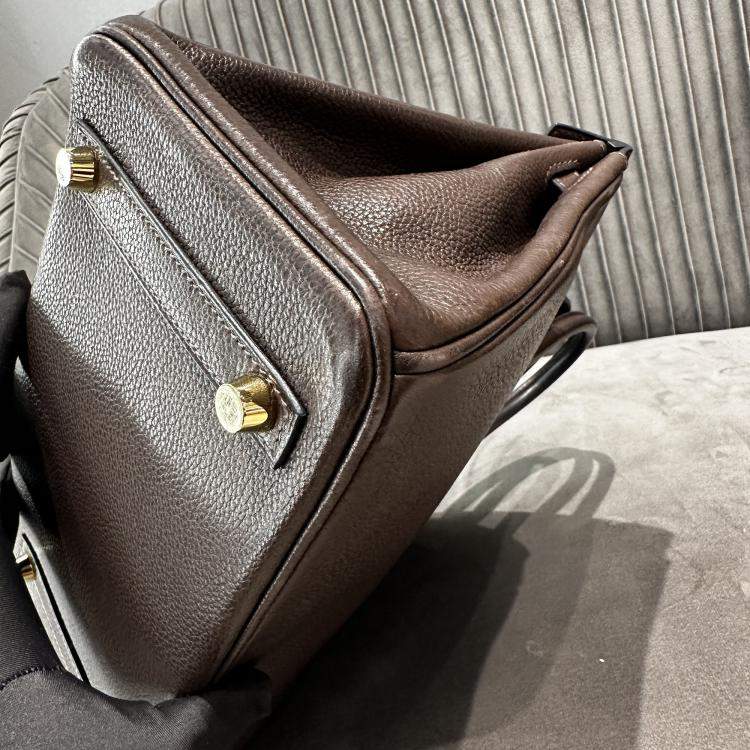 Pre Owned Hermes Birkin 25 Ebony Brown Saddle Leather Tote Bag