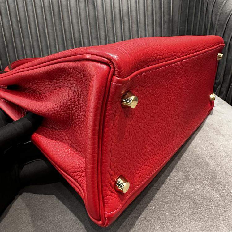 Pre Owned Hermes Kelly 28 Red Togo Leather Handbag