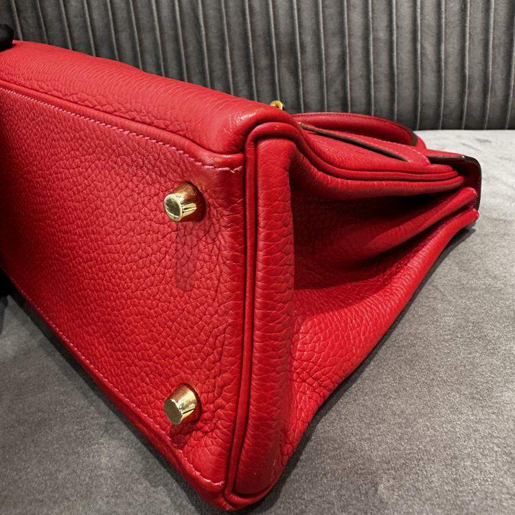 Pre Owned Hermes Kelly 28 Red Togo Leather Handbag