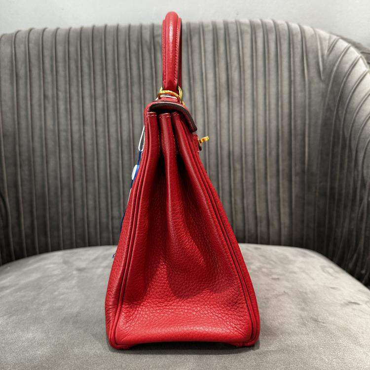 Pre Owned Hermes Kelly 28 Red Togo Leather Handbag