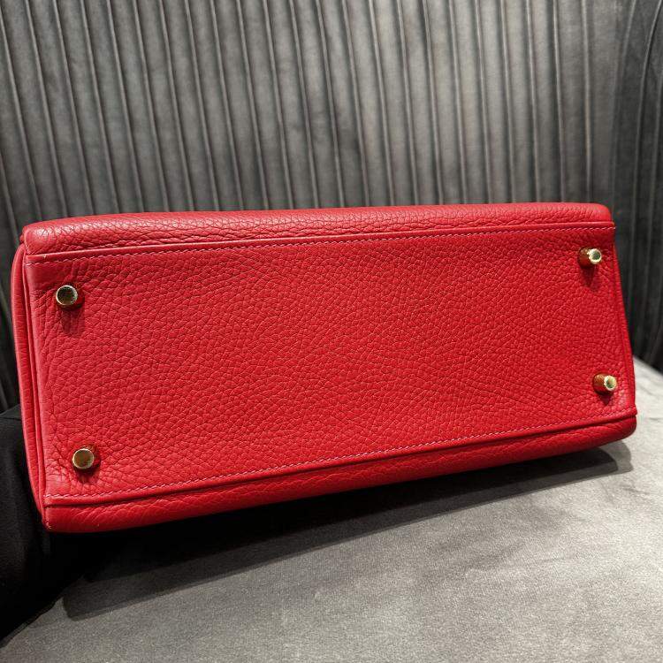 Pre Owned Hermes Kelly 28 Red Togo Leather Handbag