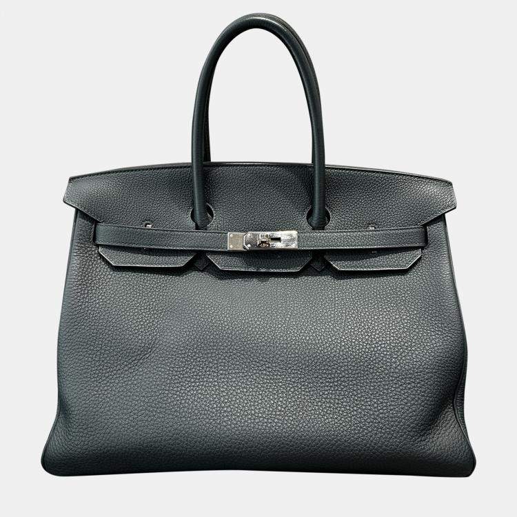 Pre Owned Hermes Birkin 35 Pine Green Togo Leather Handbag