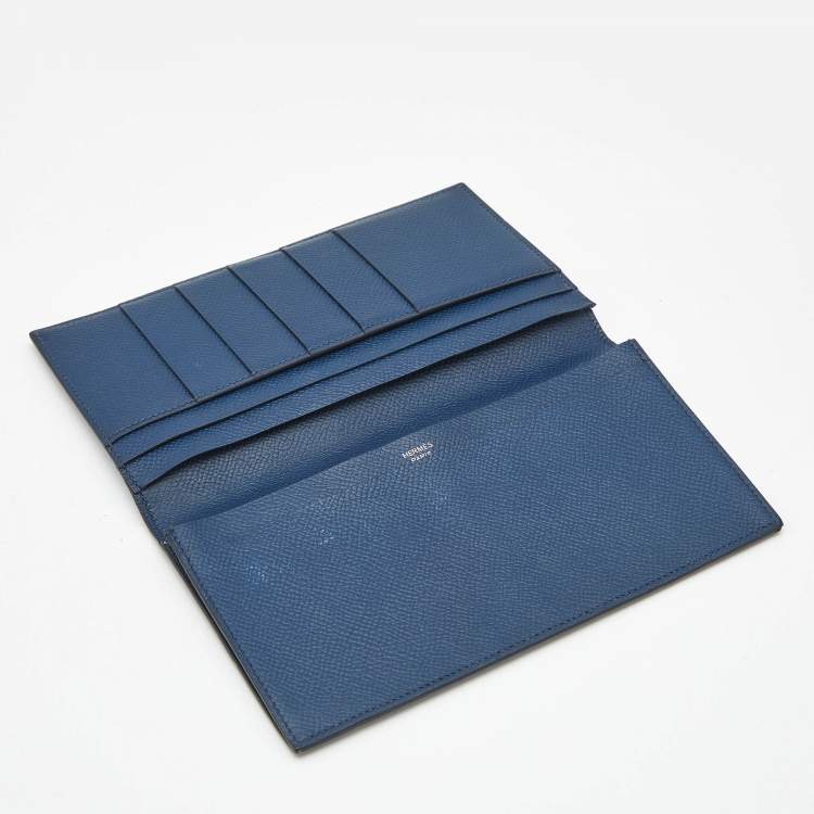 Pre Owned Hermes Bleu de Malte Epsom Leather MC² Fleming Long Wallet