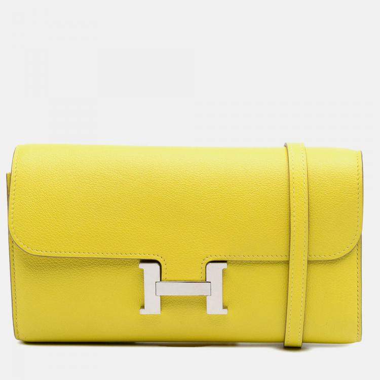 Pre Owned Hermes Constance Wallet To Go Evercolor Leather Clutch Bag
