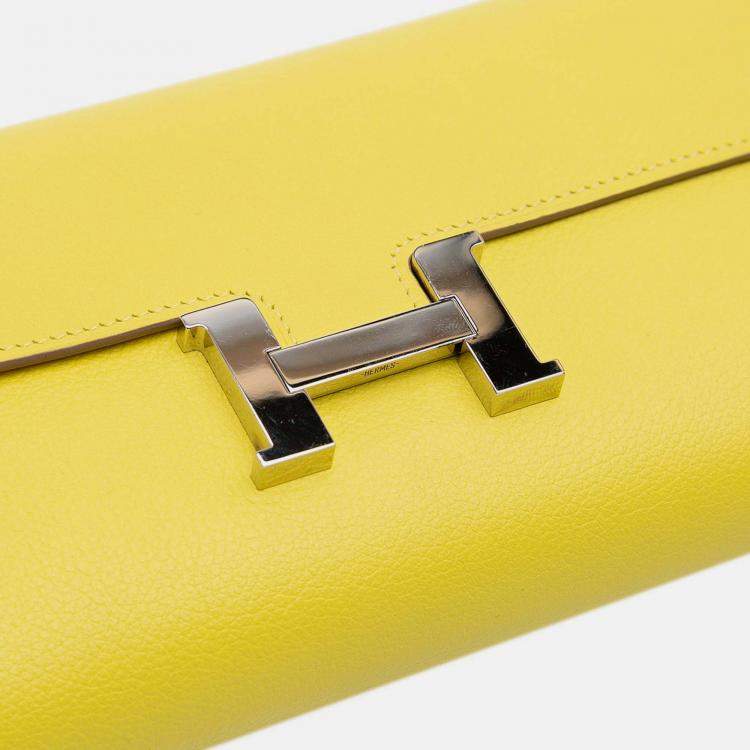 Pre Owned Hermes Constance Wallet To Go Evercolor Leather Clutch Bag