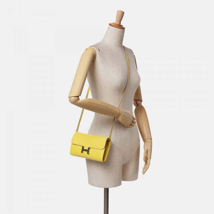 Pre Owned Hermes Constance Wallet To Go Evercolor Leather Clutch Bag