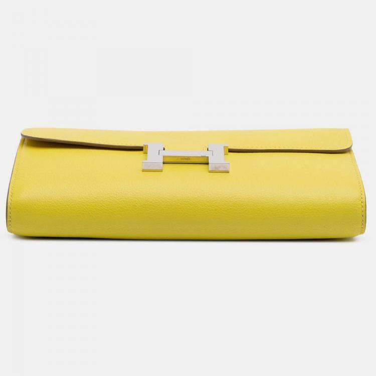 Pre Owned Hermes Constance Wallet To Go Evercolor Leather Clutch Bag