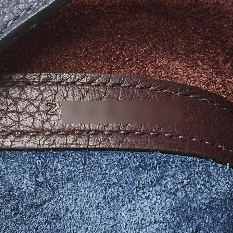 Pre Owned Hermès Bleu Nuit/Rouge Sellier/Framboise Taurillon Clemence Leather Picotin Lock 18 Bag