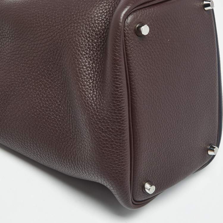 Pre Owned Hermès Bleu Nuit/Rouge Sellier/Framboise Taurillon Clemence Leather Picotin Lock 18 Bag
