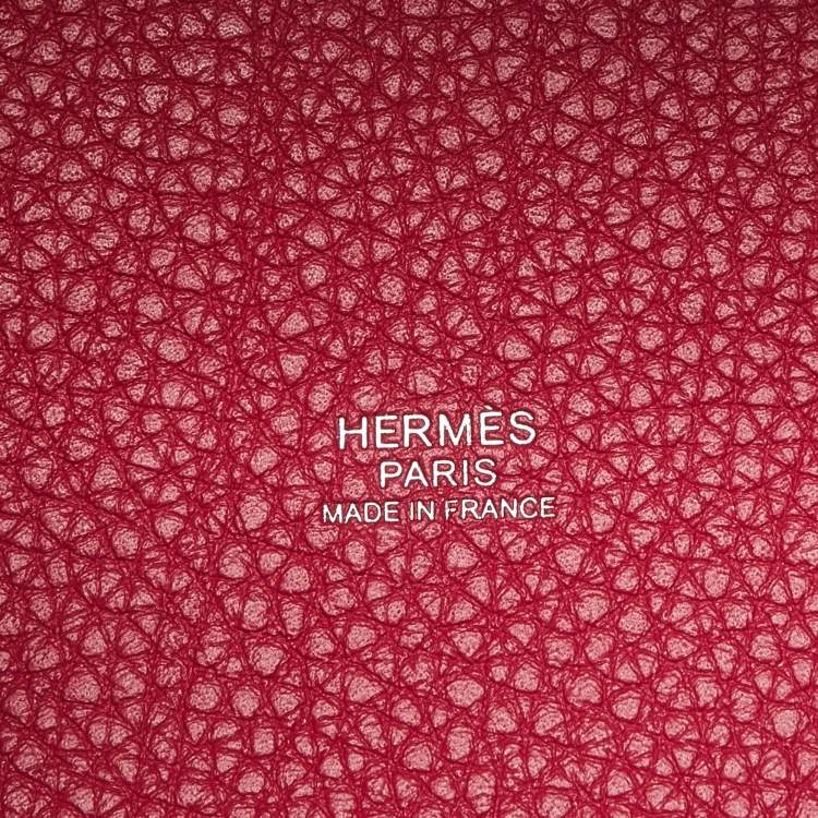Pre Owned Hermès Bleu Nuit/Rouge Sellier/Framboise Taurillon Clemence Leather Picotin Lock 18 Bag
