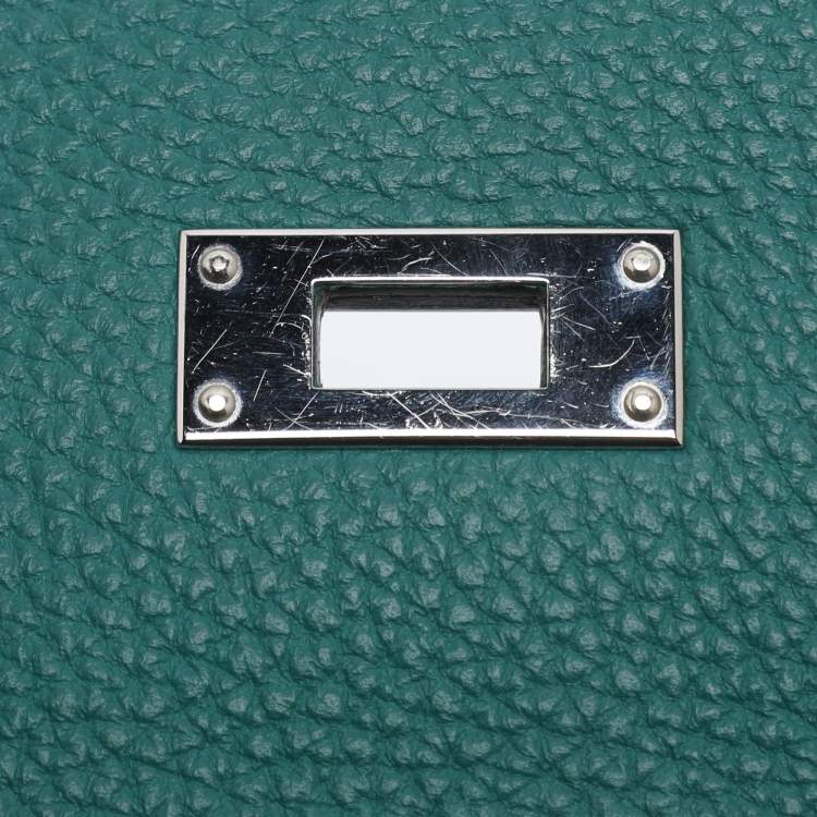 Pre Owned Hermes Vert Verone Clemence Leather Palladium Finish Kelly Retourne 32 Bag