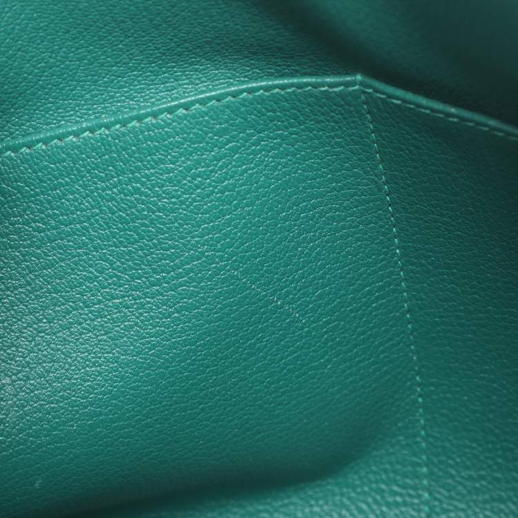 Pre Owned Hermes Vert Verone Clemence Leather Palladium Finish Kelly Retourne 32 Bag