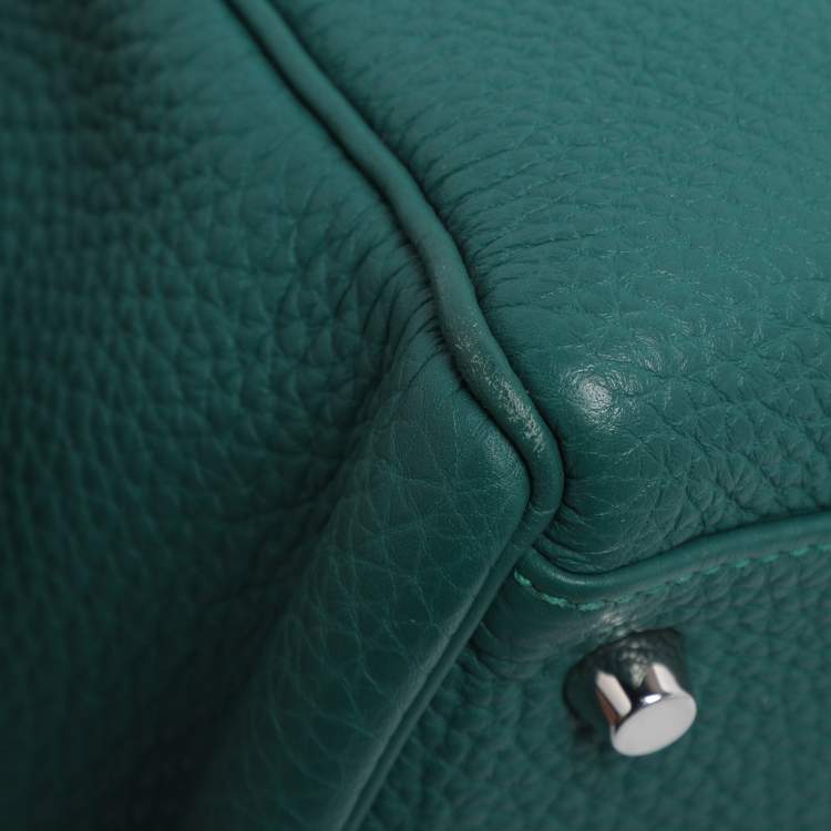 Pre Owned Hermes Vert Verone Clemence Leather Palladium Finish Kelly Retourne 32 Bag