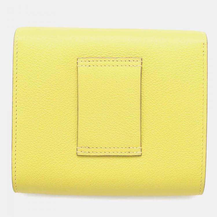 Pre Owned Hermes Constance Slim Lime Evercolor Wallet