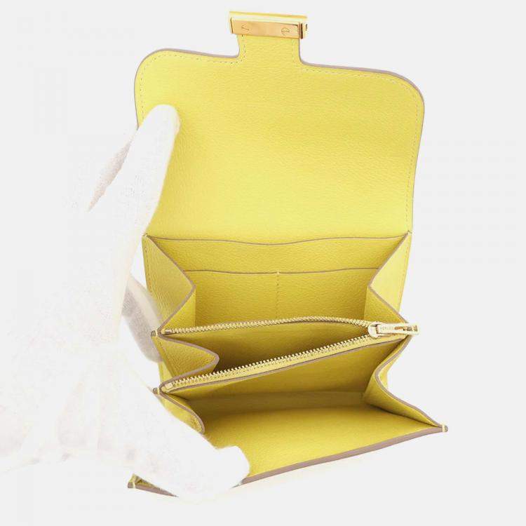 Pre Owned Hermes Constance Slim Lime Evercolor Wallet