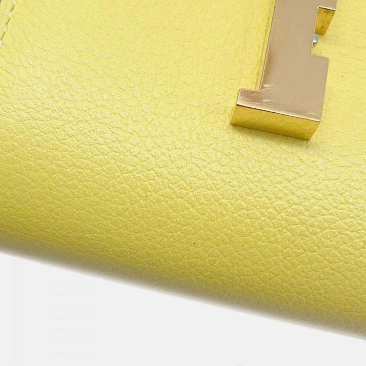 Pre Owned Hermes Constance Slim Lime Evercolor Wallet