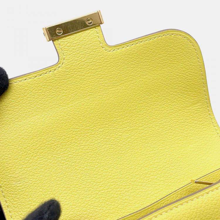 Pre Owned Hermes Constance Slim Lime Evercolor Wallet