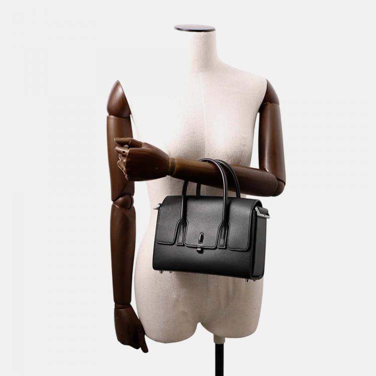 Pre Owned Hermes New Drag 22 Black Evercolor Satchel Bag