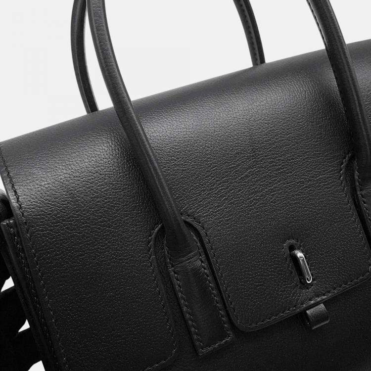 Pre Owned Hermes New Drag 22 Black Evercolor Satchel Bag