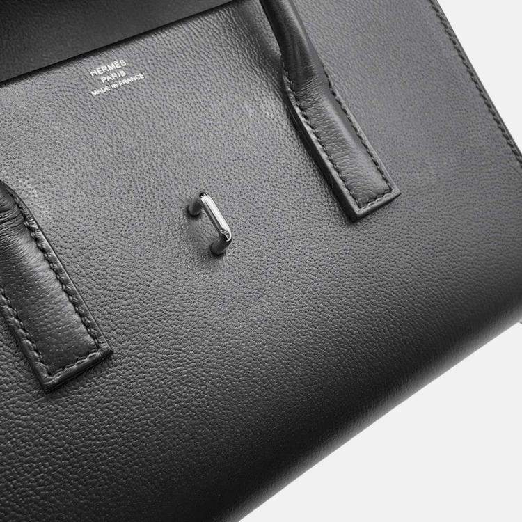 Pre Owned Hermes New Drag 22 Black Evercolor Satchel Bag