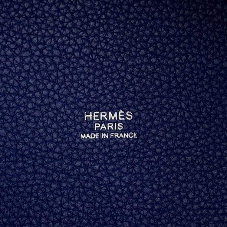 Pre Owned Hermes Picotin Lock 18 Blue Encre Taurillon Clemence Bucket Bag