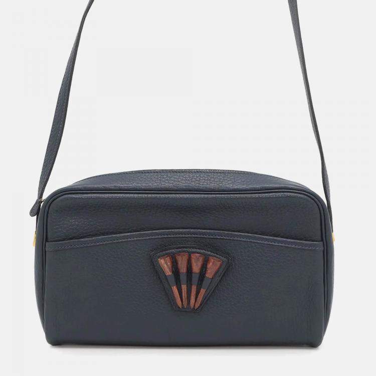 Pre Owned Hermes Golf Tee Navy Fjord Leather Shoulder Bag