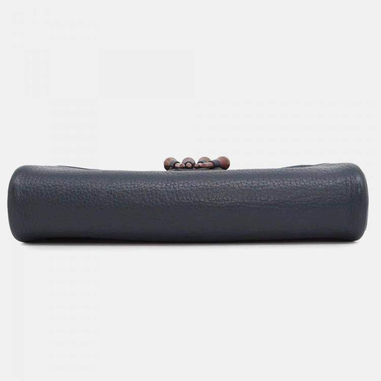 Pre Owned Hermes Golf Tee Navy Fjord Leather Shoulder Bag