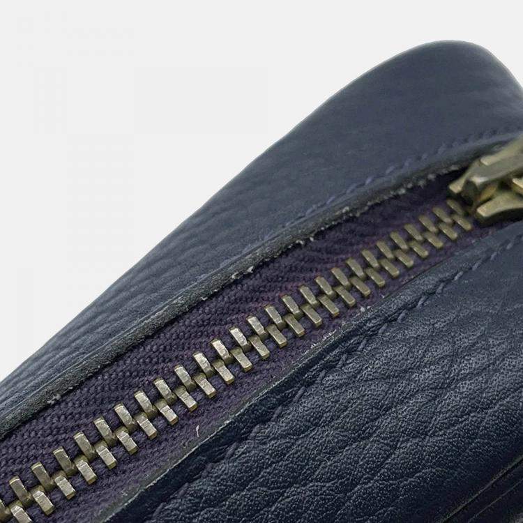 Pre Owned Hermes Golf Tee Navy Fjord Leather Shoulder Bag