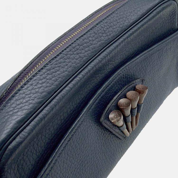 Pre Owned Hermes Golf Tee Navy Fjord Leather Shoulder Bag