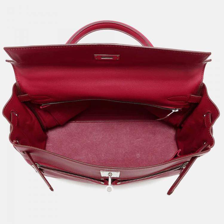 Pre Owned Hermes Kelly 32 Ruby Swift Leather Handbag