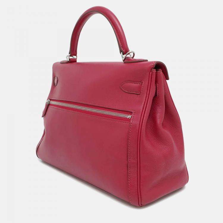 Pre Owned Hermes Kelly 32 Ruby Swift Leather Handbag
