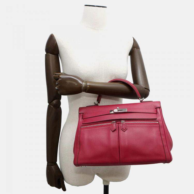 Pre Owned Hermes Kelly 32 Ruby Swift Leather Handbag